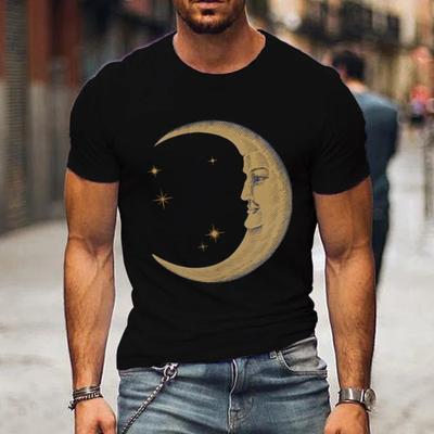 Pánské tričko s potiskem měsíce Oversized trička Vysoce kvalitní značkové tričko Pánské street volné tričko s krátkým rukávem pro muže