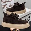 High-top spring new leather casual board shoes British thick-soled heightening sneakers