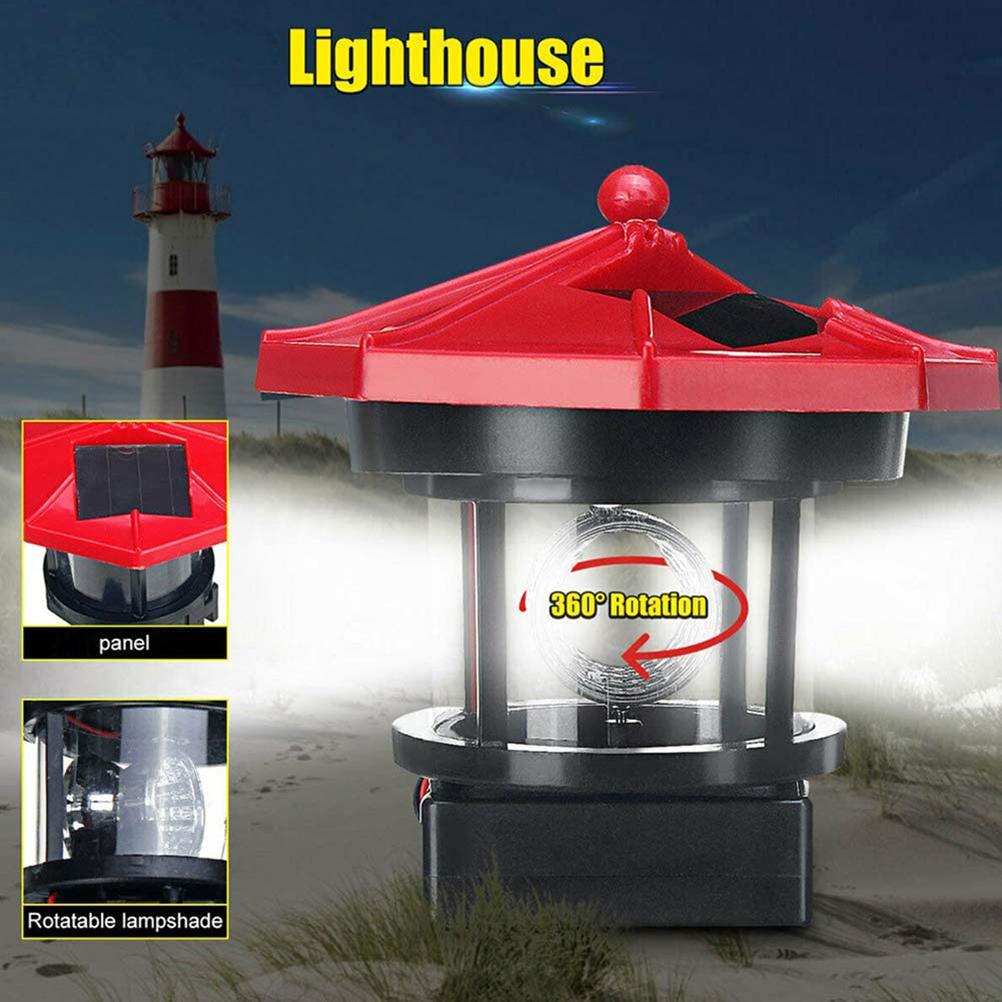Luce Faro Rotante a LED Luce Solare da Esterno Lampada Decorativa per Giardino Cortile