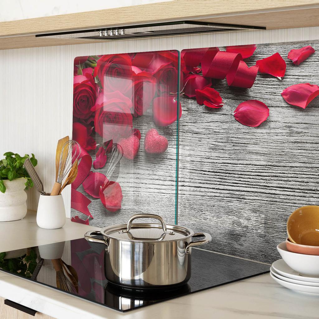 Decorative Tempered Glass Chopping Boards Red Roses 2x40x52 cm