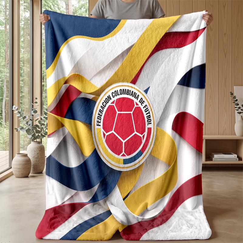 Colombia Football Printed Flannel Blanket Skin Friendly Warm Decorative Throw for Indoor Couch Bed Daily Use