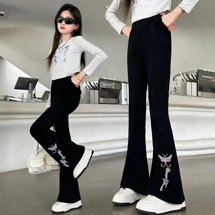 Pantalon Flare Doublé Polaire pour Filles: Vêtements décontractés tendance automne/hiver pour préadolescents