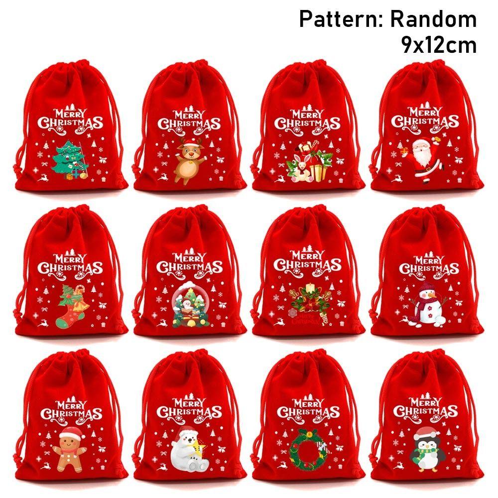 5/10pcs Drawstring Pouch Christmas Velvet Bags Jewelry Packaging Storage Bag  For Christmas