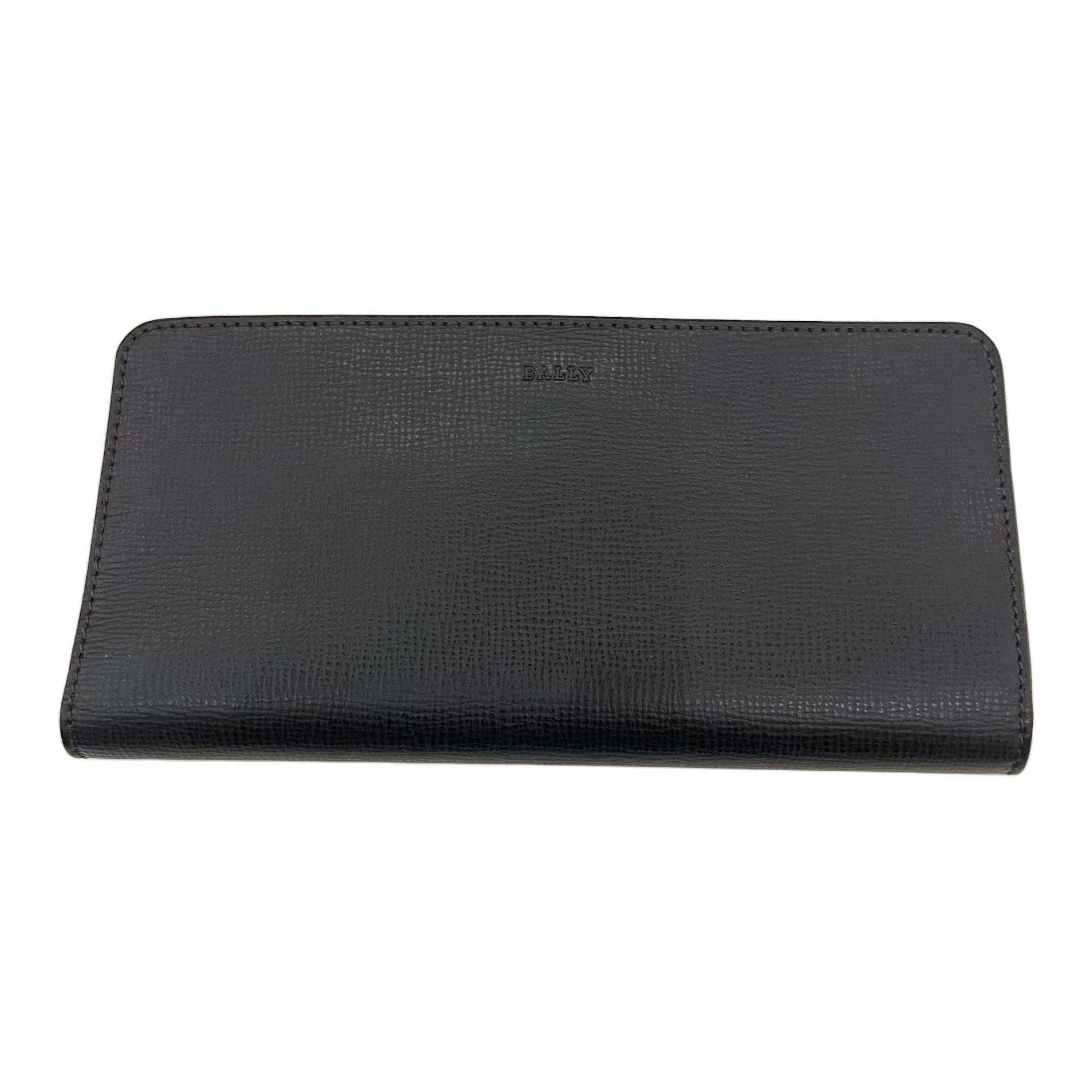 Bally Classic Womens Series Embossed Logo Leather Clutch Wallet Women wallet Black 6211181 Basic Set (Bag+Dust Bag)
