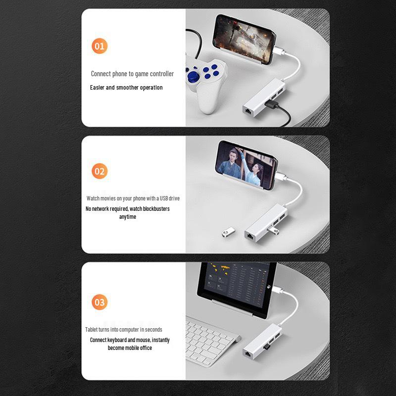 RJ45 + USB 2.0 Hub Network Card with Gigabit Support