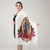 Custom Catholic Virgin Mary Tassel Scarf Women Soft Our Lady Of Fatima Long Cashmere Shawl Wrap Ladies Winter Scarves 180*70Cm