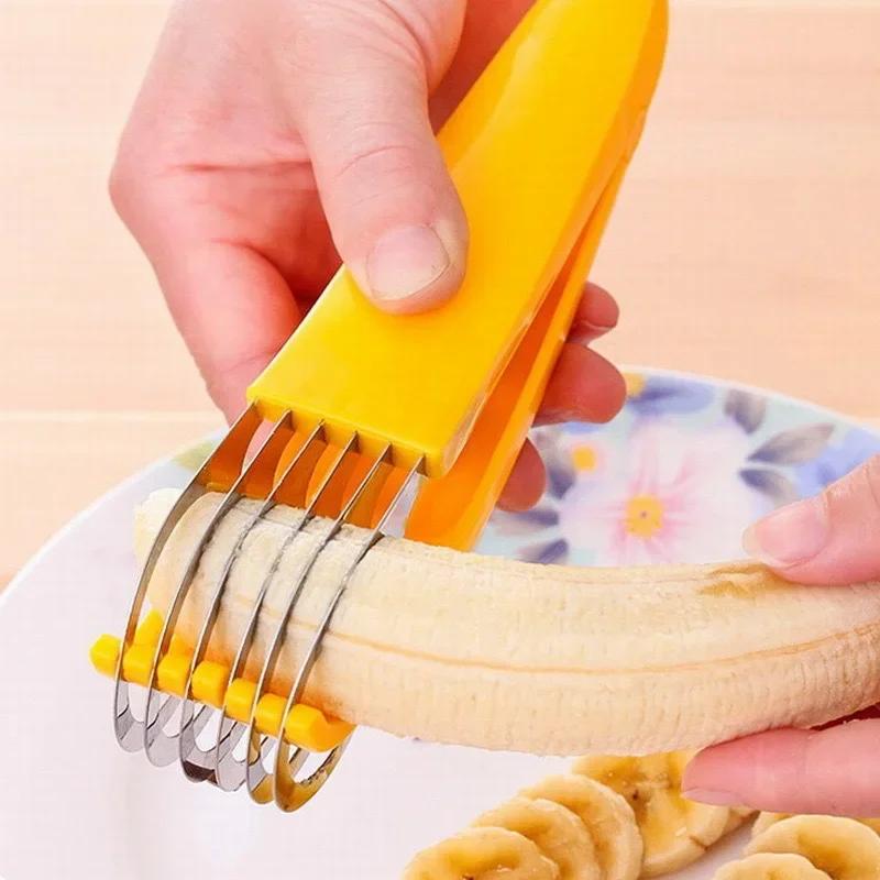 Eco-friendly Banana Slicer Cutter Premium Plastic Kitchen Tool for FruitsandVegetables-Ideal for Slicing Cutting Cucumbers More