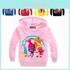 Felpa Bambini Trolls Stampa Cotone Felpe Cappotto Giacca Regalo Anni