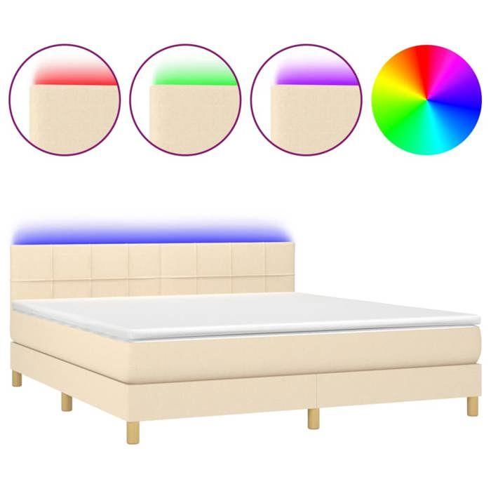 3133730 vidaXL Sommier tapissier avec matelas et LED Crème 160x200 cm Tissu
