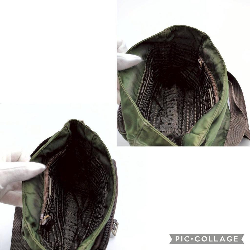 PRADA Tessuto Nylon Shoulder Messenger Bag Crossbody Khaki Dark Green Triangle Logo Plate