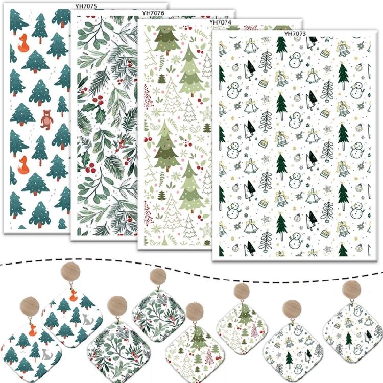 Pack of 4 Christmas Themed Transfer Paper 95x138mm Clay Earrings Water Soluble Transfer Paper for Jewelry Making