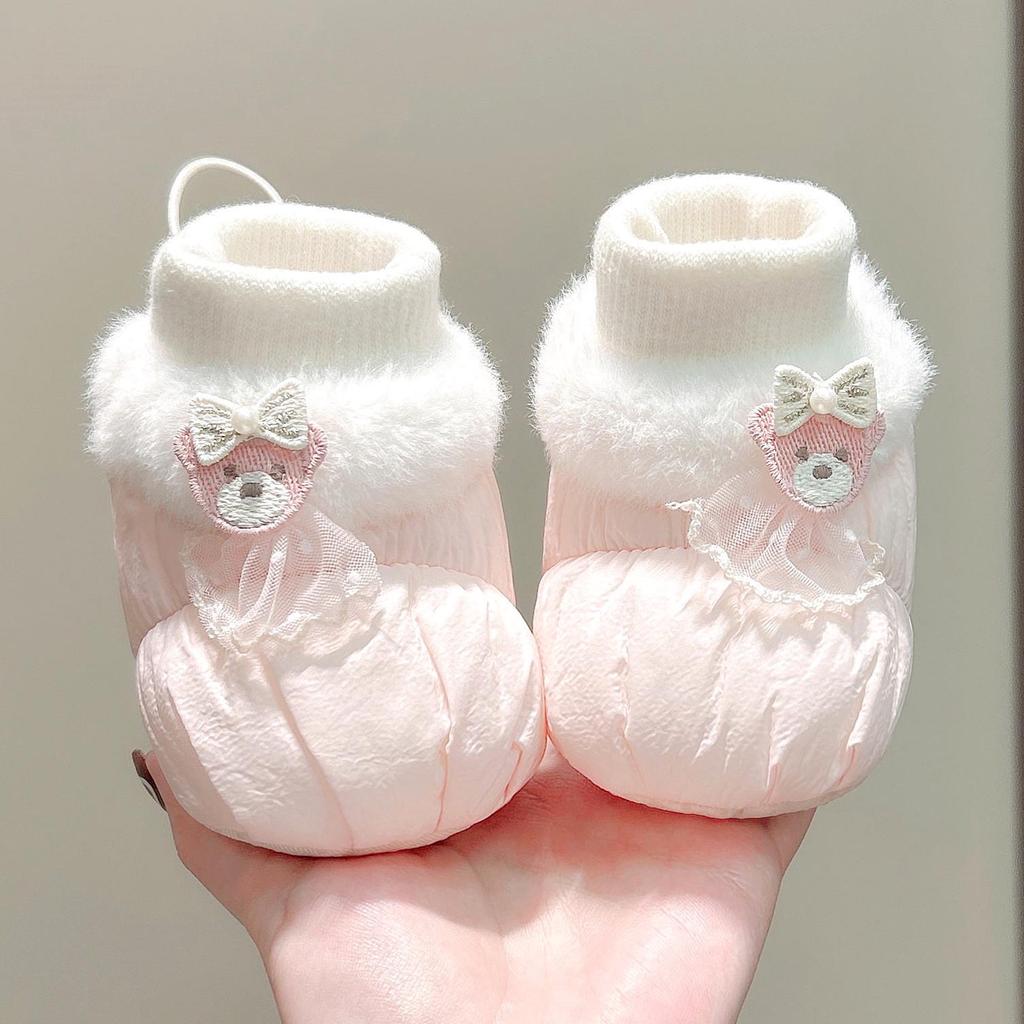 Newborn Autumn/Winter Soft Bottom Non-Slip Velvet Cotton Shoe Socks, 0-1 Year Boys & Girls, First Birthday