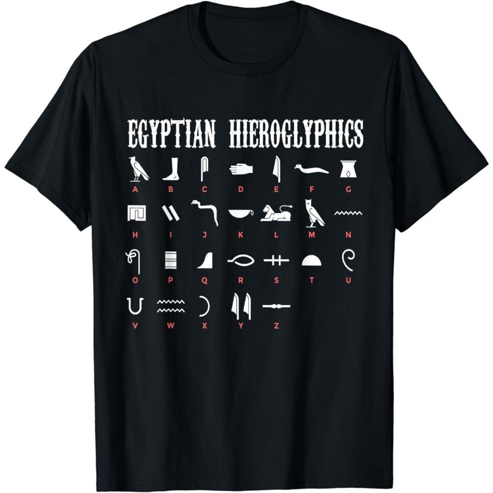 Ägyptische Zeichen Aufdruck T-Shirt Ägypten Hieroglyphen Geschichte T-Shirts Ägyptische Kultur Liebhaber Geschenk T-Shirt Herren Damen Shirt