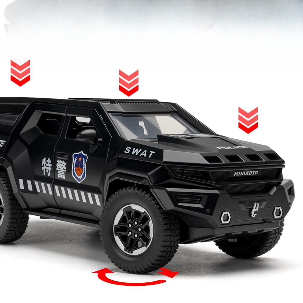 Jianyuan 1:24 Avengers Police Edition Simulation Alloy Car Model Sound and Light Pullback Children's Toy Car Ornaments