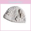 Cozy Flower Knit Hat Women Autumn Winter Handmade High Top Beanie For Casual Wear