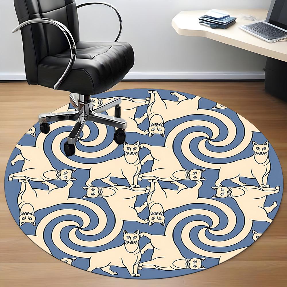 1pc Whirling Cats Office Round Area Rug, Indoor Mat Suitable For Office, Under Office Chairs Bedroom Living Room Home Decor, Room Deco