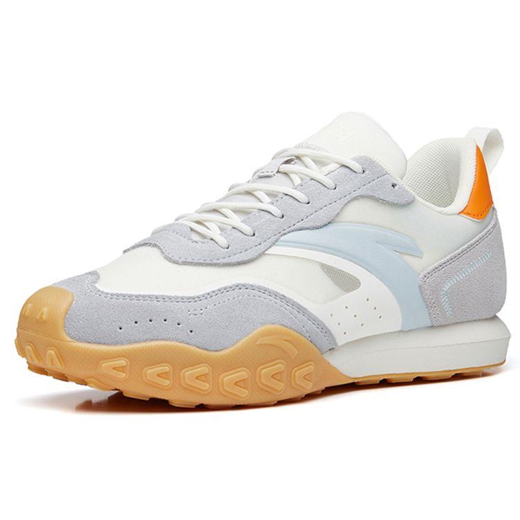 Anta Lifestyle Series Fabric Synthetic Leather Shock Absorbing Non-Slip Wear-Resistant Low-Top Casual Shoes Men sneaker White Gray 112238856-5