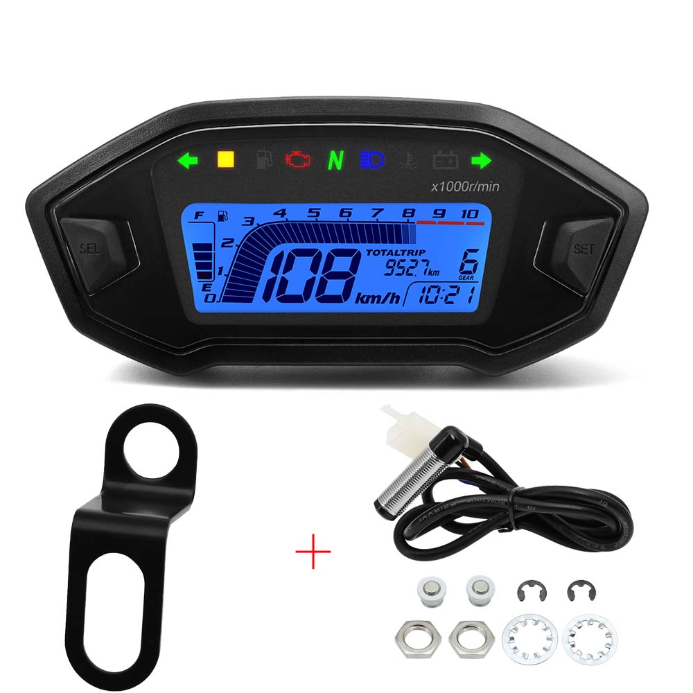 Universal Motorrad Digital Tachometer Drehzahlmesser Dashboard 10000 RPM Instrument Panel Meter LED Display Für 1,2,4 Zylinder