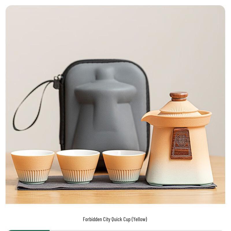 Forbidden City Ceramic Portable Tea Set One Pot Three Cups