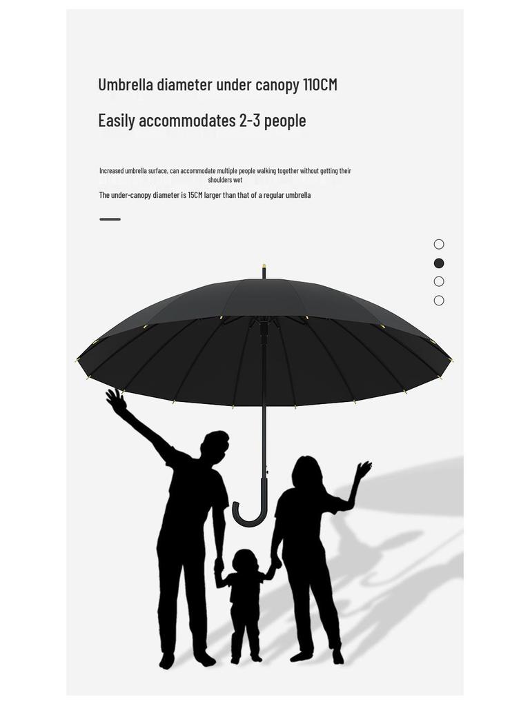 Duży parasol golfowy w jednolitym kolorze: Długi uchwyt, Osiem żeber, Możliwość personalizacji logo, Na deszcz i słońce.