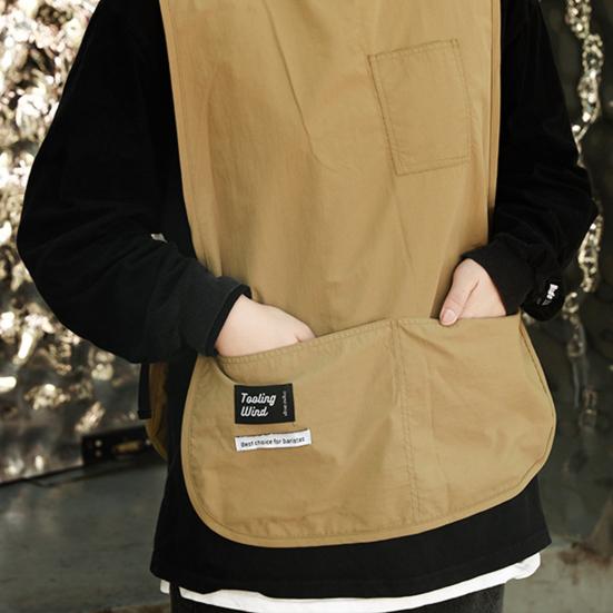 Nylon Apron Waterproof Stain-proof Casual Waistcoat Apron Solid Color Sleeveless Vest Workwear with Pockets for Kitchen Crafting