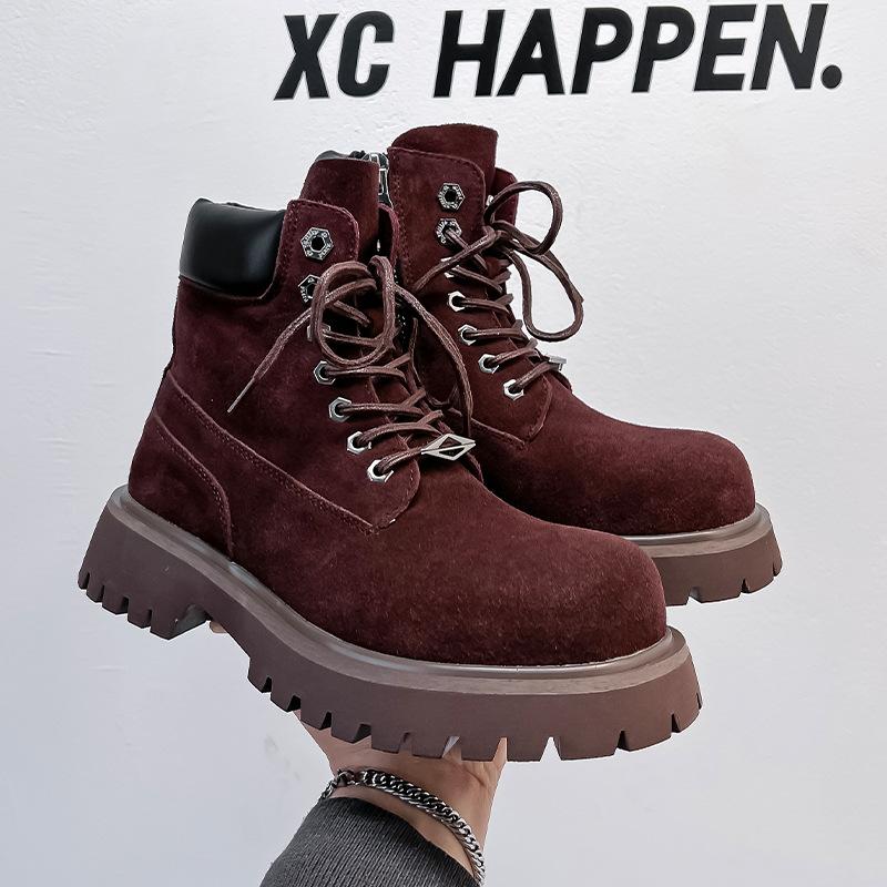 New thick-soled heightening Martin boots retro trend British style front lace-up outdoor versatile ruffian 66681-A