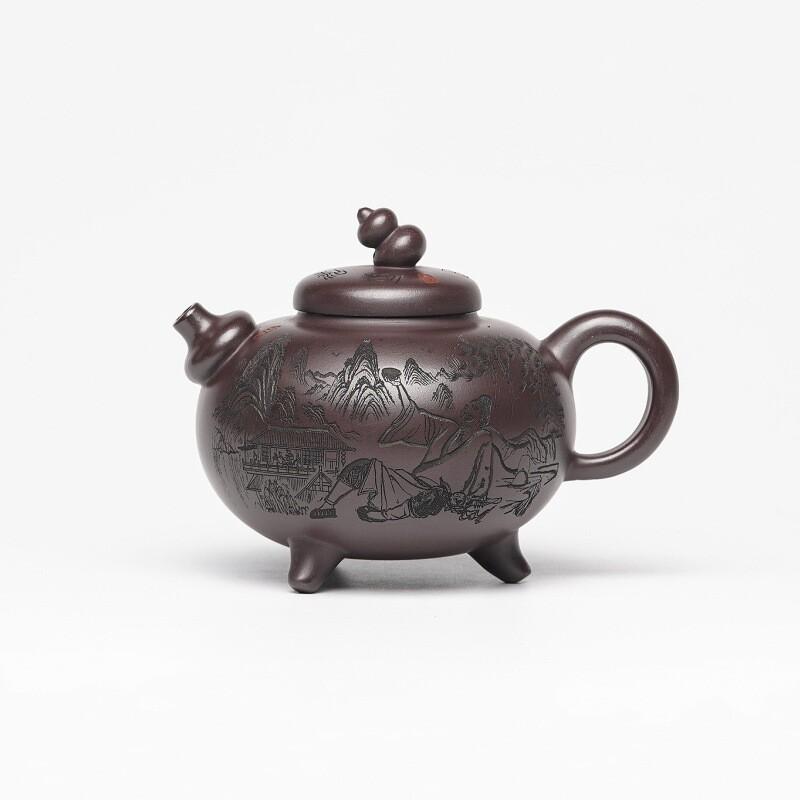 

300ml Yixing Purple Clay Teapots Handmade Gourd Tripodia Pot Raw Ore Purple Mud Tea Maker Kettle With Infuser Zisha Tea Set Gift