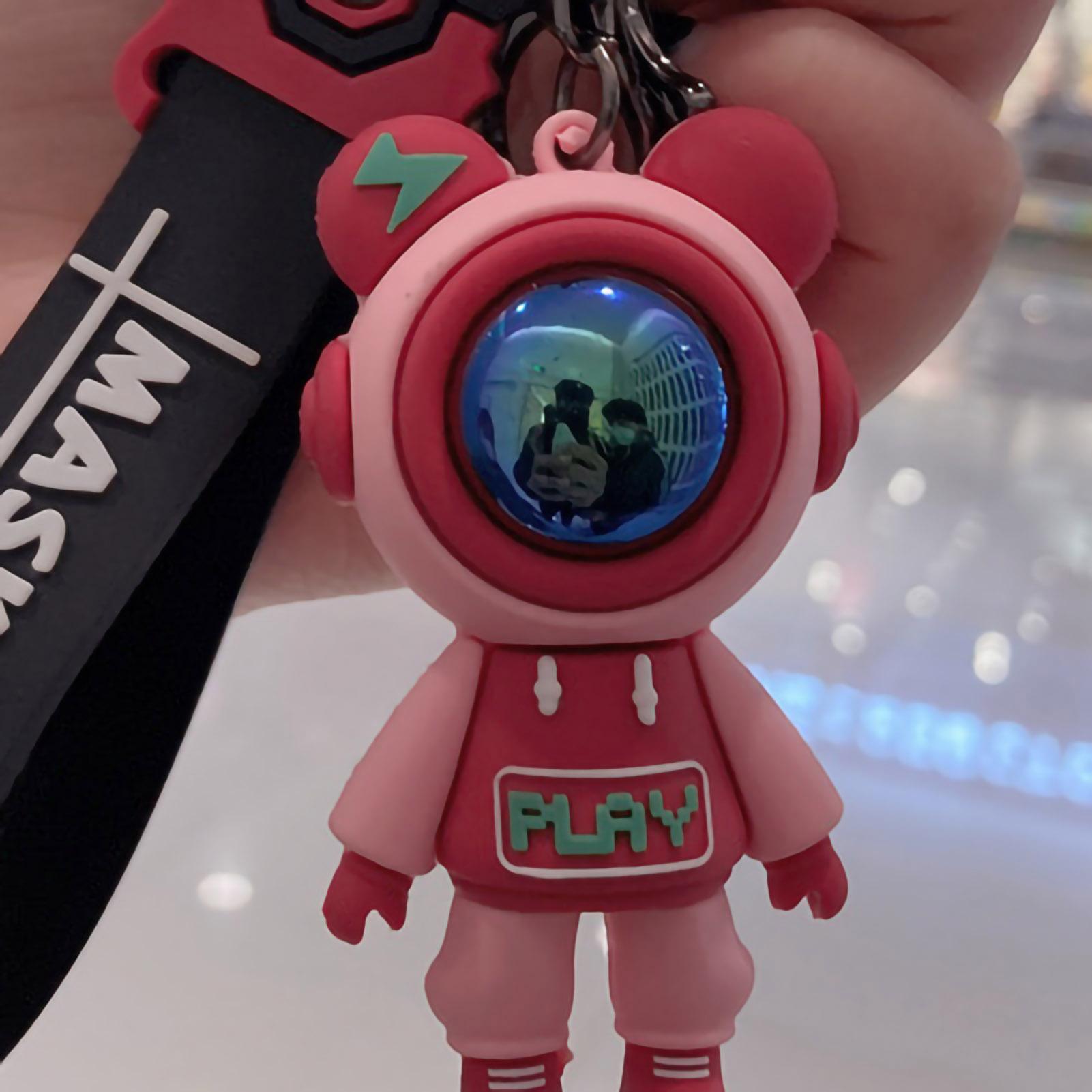 

Keychain Pendant Cute Cartoon Keyring Environment Friendly Car Key Pendant Silicone Metal Keyring Pink