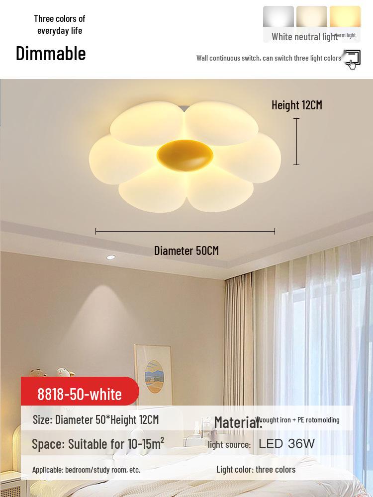 Warm Romantic Solid Wood Flower Ceiling Light for Children's or Master Bedroom
