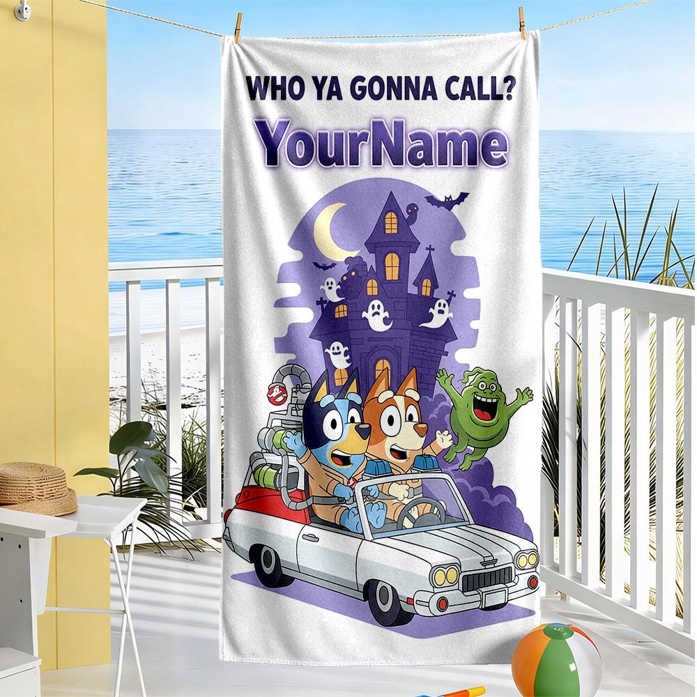 Bluey Personalized Text Beach Towel High Absorbency & Quick-Dry Perfect for Traveling Yoga Camping and Swimming