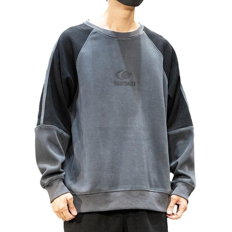 Американский ретро трендовый бренд текстура контрастный цвет дизайн круглый вырез свитер — фото 6