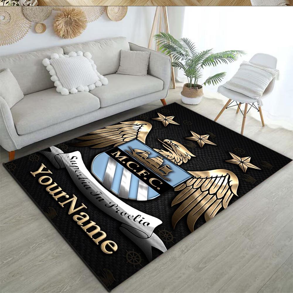 Manchester City Customize Text Area Rug Suitable for Game Room Study room Outdoor Foyer Anti-slip Rug Office home decor Gift for Festivals