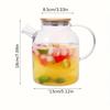 1 carafe à eau froide en verre transparent de grande capacité - Qualité alimentaire avec couvercle et poignée en bois, Idéale pour le thé glacé et l'eau infusée aux fruits