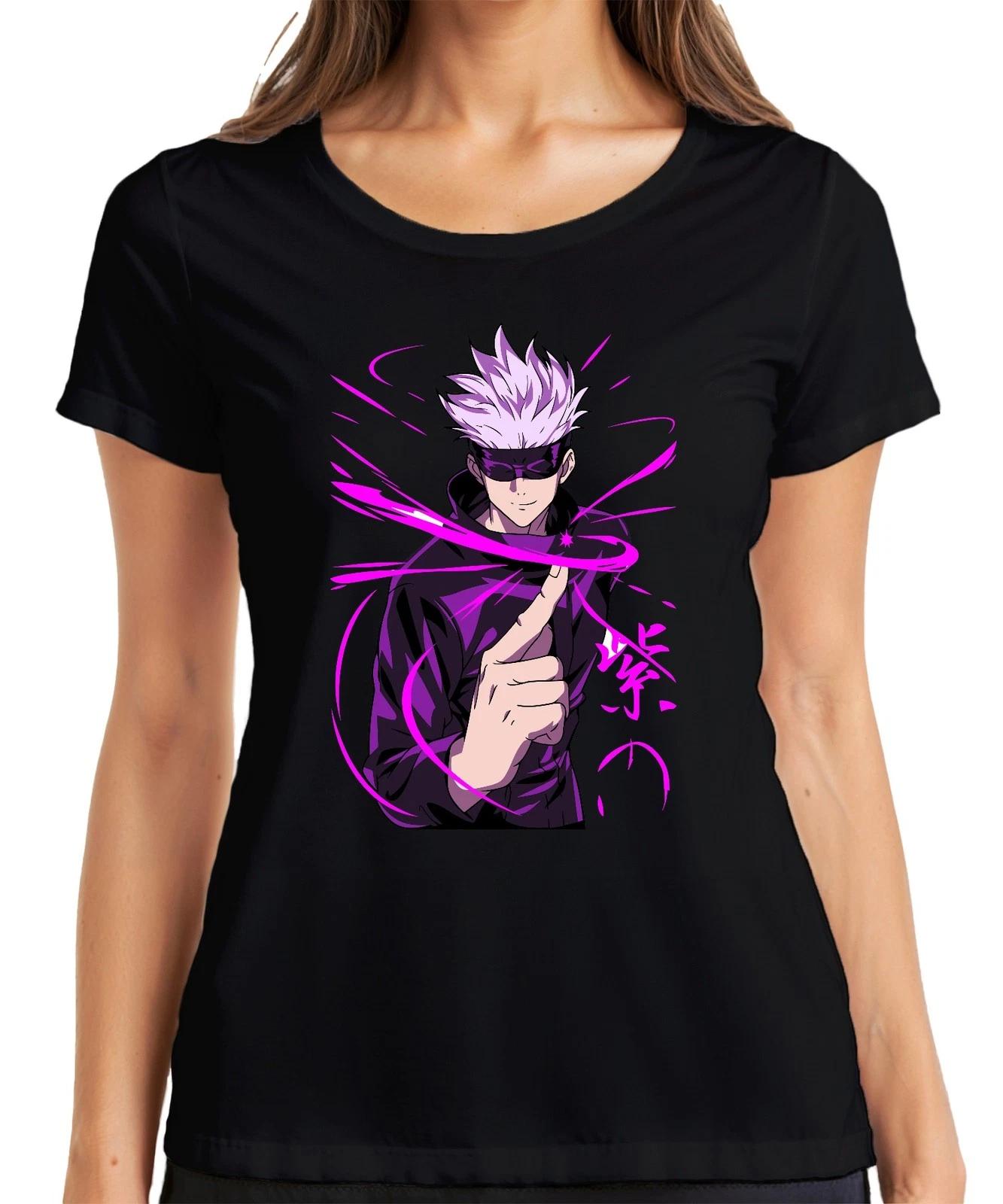 Jujutsu Kaisen Satoru Gojo Augenbinde lila Energie Fan Geschenk Damen T-Shirt M