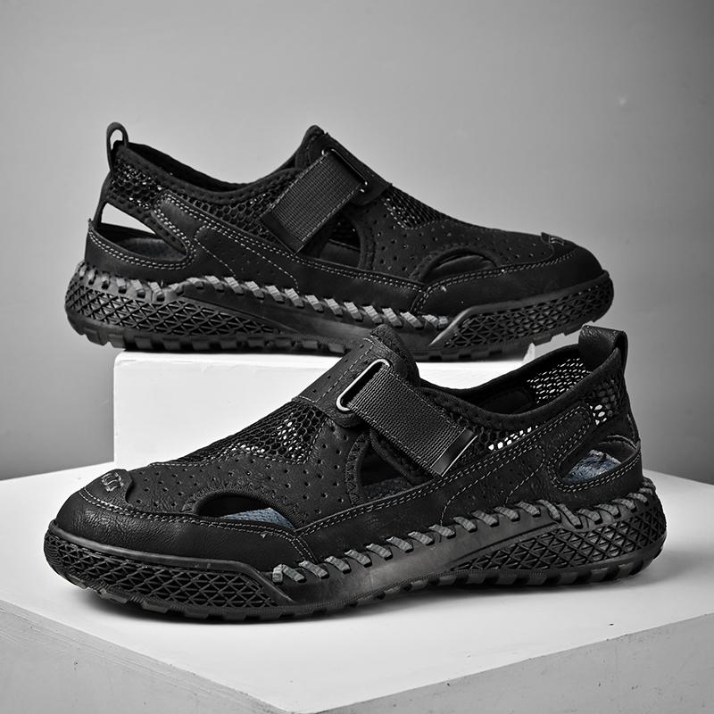 

Fashion All-match Casual Footwear Man Classic Sneaker Hollow Out Walking Men Shoes Non-slip Soft Cool Loafers Lighted Breathable Sandals 46 чёрный