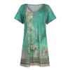 Women's Fashionable Loose Fitting Retro Ethnic Printed Casual V-neck Dress