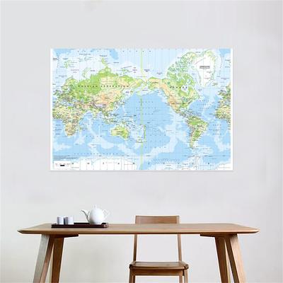 Mappa del Mondo-Mappa Geografica con Città, Interno/Esterno, Sfondo, Poster da Parete, Materiali Didattici per l'Apprendimento, Articoli da Viaggio