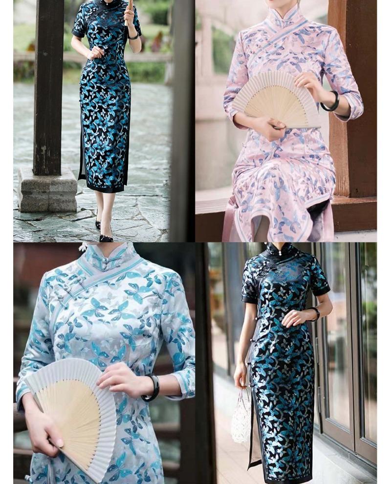 Embossed Jacquard Fabric Butterfly Design Sewing Material Cheongsam Dress Garment Fabric Wide 114cm Sold By Meter