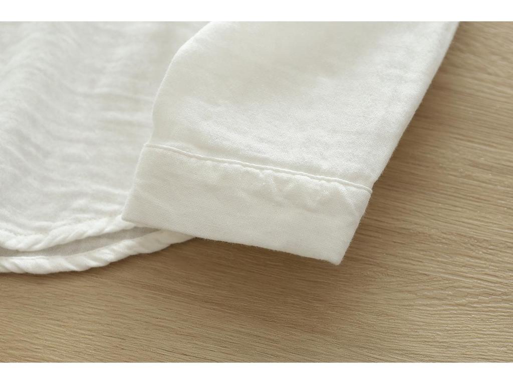 Women's Stand Collar Pure Cotton Shirt - Loose Double Layer Cotton Gauze