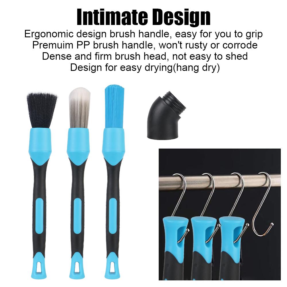 Wheel Rims Clean Brush Elbow Sweeping Tools 3PCS Car Interior Detail Cleaning Brush Universal Air Conditioner Air Outlet Cleaning Brushes