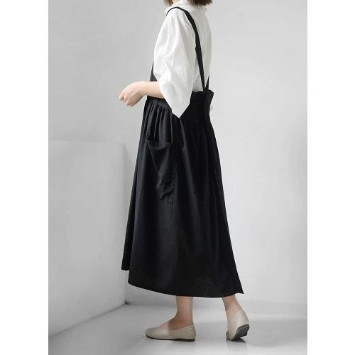 Berry Berry Just-Put-On Apron, Solid Color, Water-Repellent Cotton, Nordic Style, Long Length, Stylish, Loose Fit, 100% Cotton, Women's, Adult Size, B