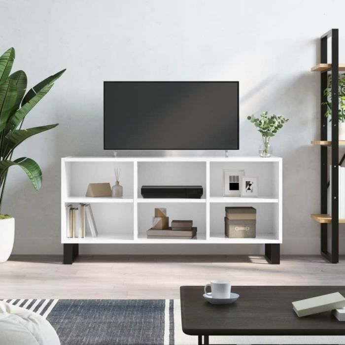 VidaXL Meuble TV blanc brillant 103,5x30x50 cm bois d'ingénierie 826998