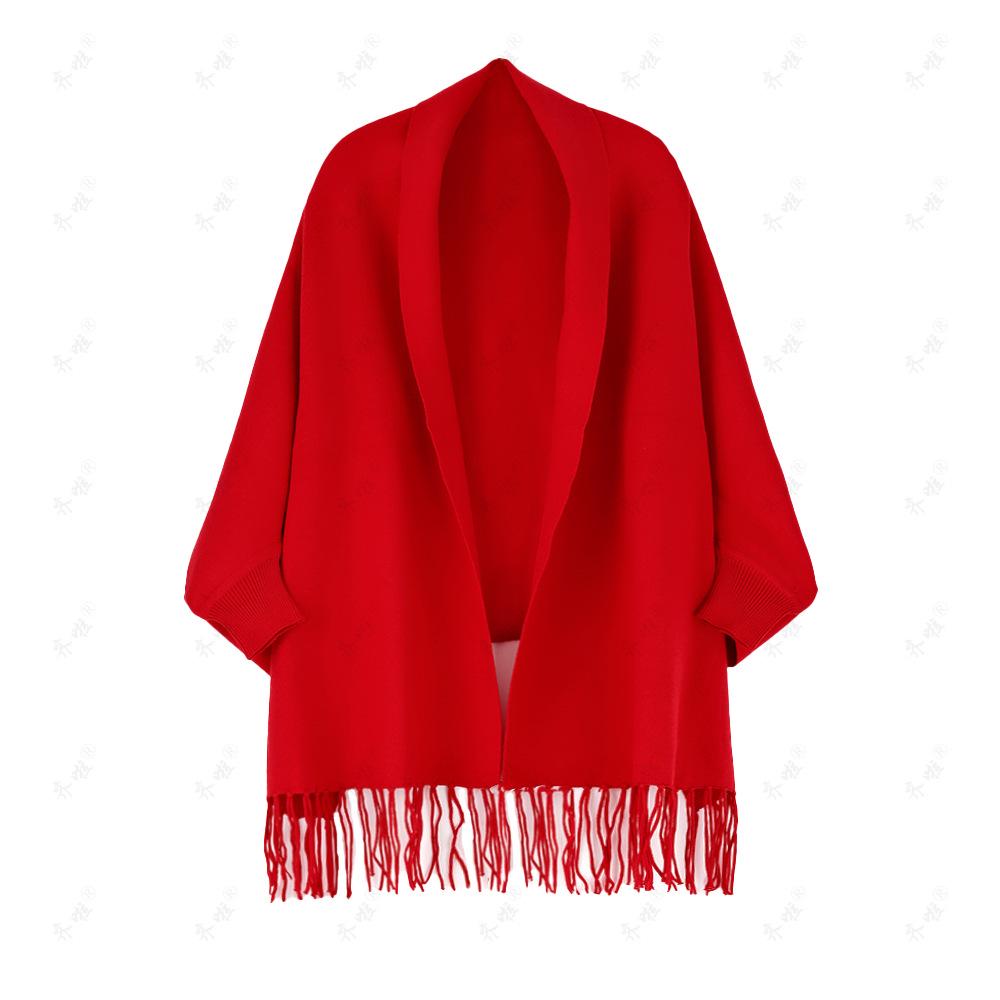 Women's Happy Mother-in-law Cheongsam Shawl Cape - Autumn/Winter Wedding Banquet Outerwear with Sleeves