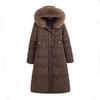 Big fur collar cotton-padded clothes for women's long styles over the knee, winter new loose waist cotton-padded jackets, thickened cotton-padded