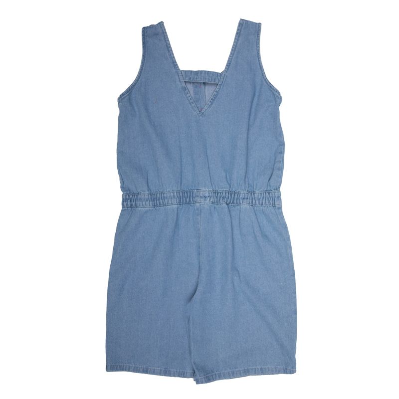 Combishort en jean avec petites fleurs brodées 100% coton Enfant CHEVIGNON