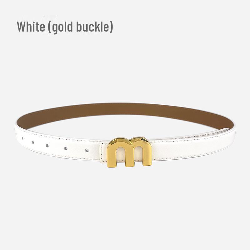 M Letter Genuine Leather Women's Belt - Versatile for Casual Pants, Skirts, and Jeans