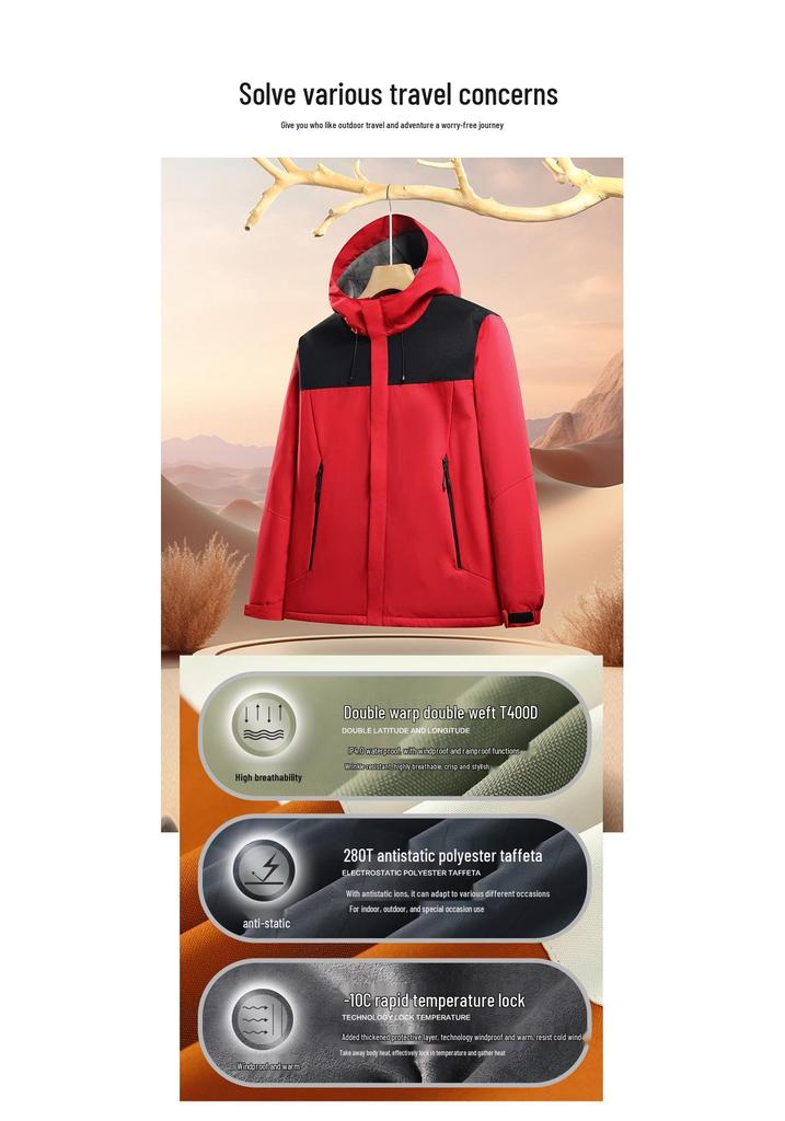 Men's Autumn-Winter Waterproof Windbreaker: Hooded Outdoor Mountaineering Jacket with Printed Logo.