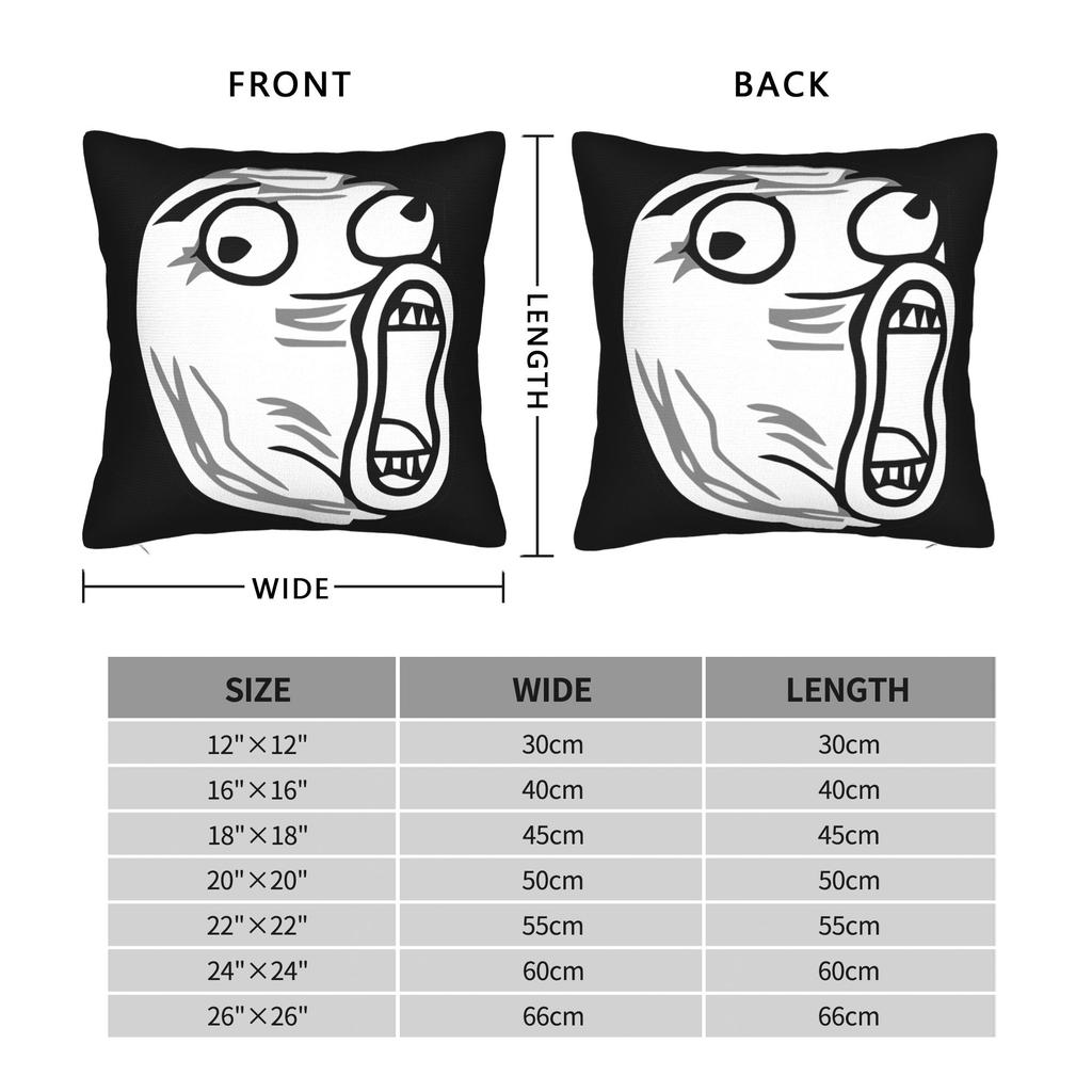 Trollface Meme Square Pillow Case Rage Comic Funny Anime Cushion Cover Customized Zipper Decor Pillowcase for Sofa 18"x18"