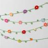 Handmade Crochet Flower Garland, Knitting Wool Spring Bunting Floral Ornaments, Colorful Flower Hanging Garland for Boho 1st Birthday Party Supplies,