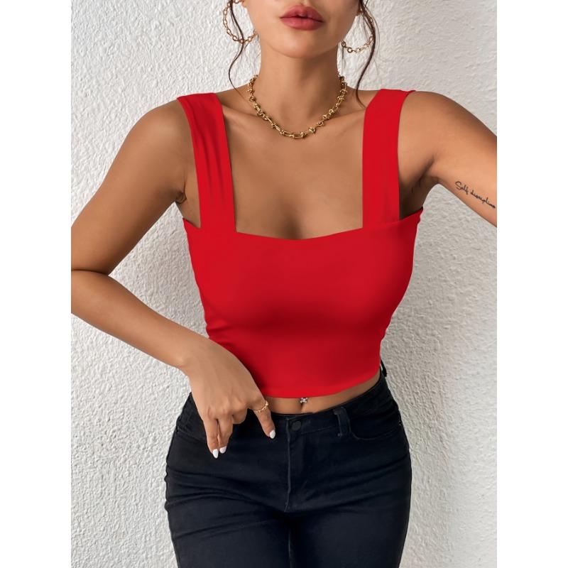 Summer New Women's Camisole Sexy Slim Hot Girl Wide Shoulder Strap Sleeveless Top